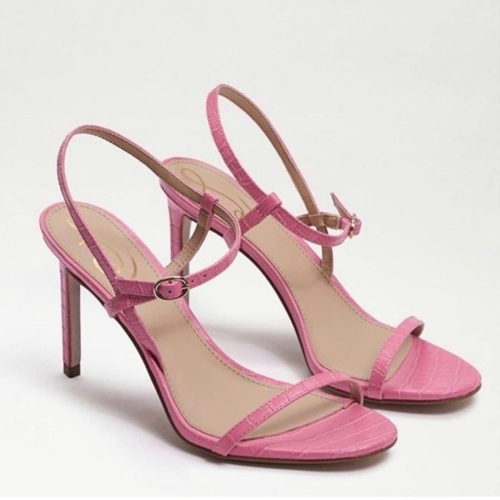 Sam Edelman Pink Croc-Texture Slingback Heels